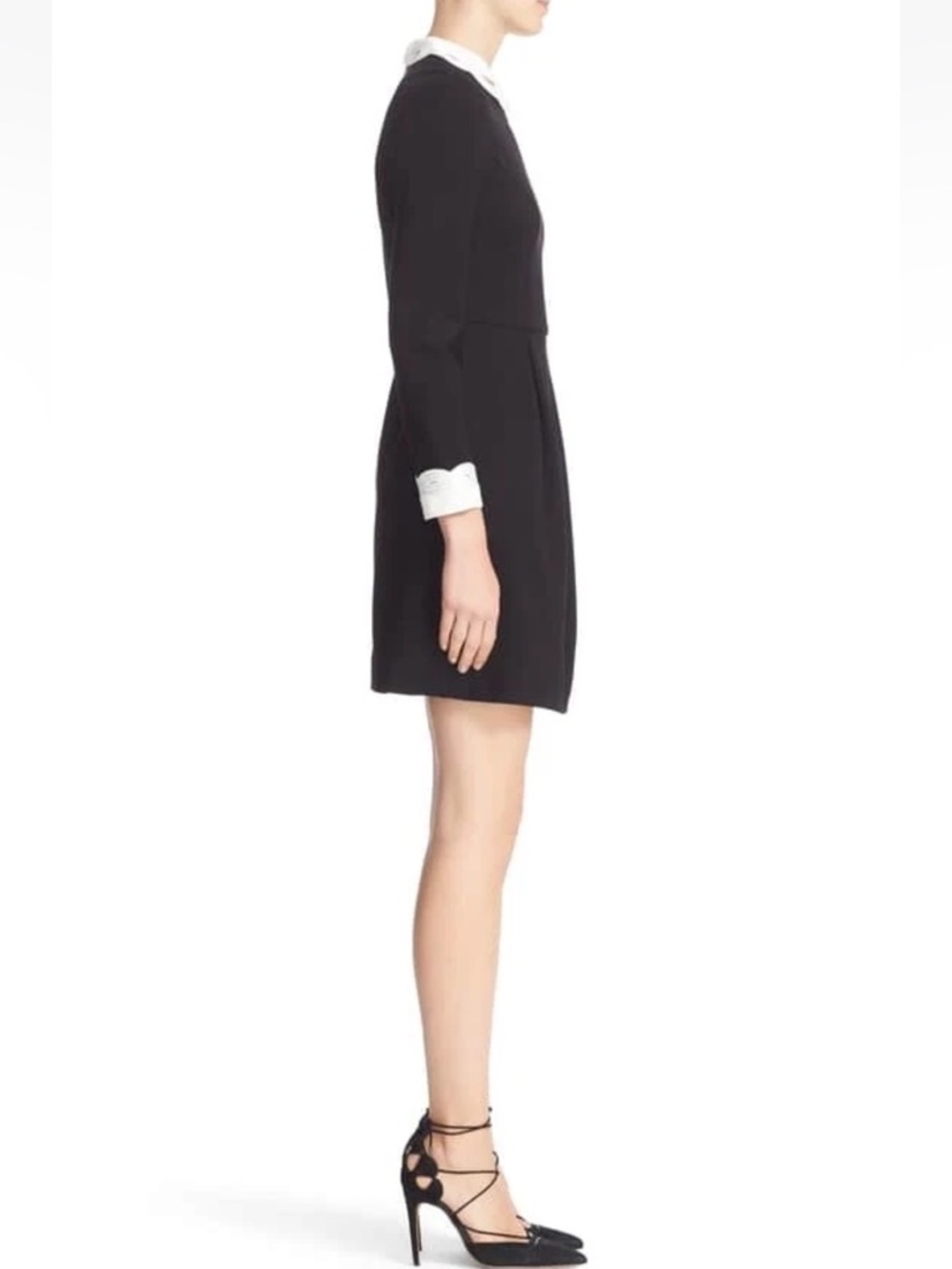 Ted baker shealah knit ponte embroidered collar/ cuffs fit and flare dress Sz 1 - Picture 2 of 14